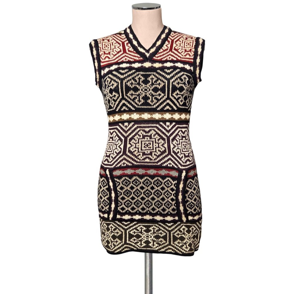 JEAN PAUL GAULTIER Maille Knit Multi Color Pocket Sweater Dress Vest XS S